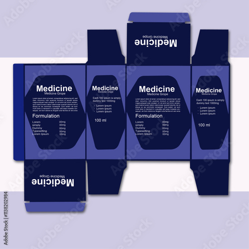 Packaging box design template, Packaging template for medicine.
