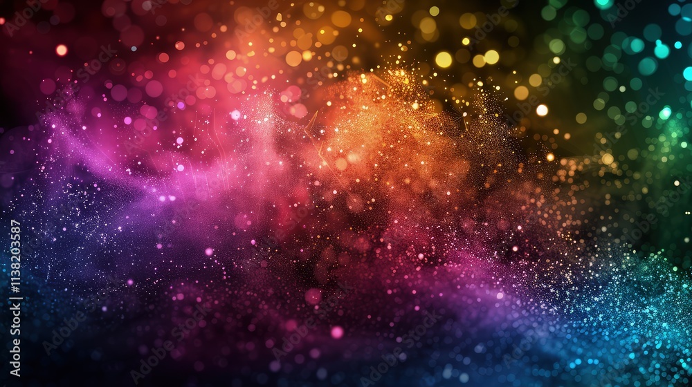 Naklejka premium A cascade of shimmering bokeh lights dances across the abstract background, creating a dreamy and ethereal glow.