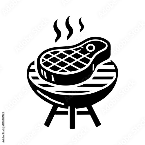 Simple Vector Icon of a grilled meat – Logo Design Illustration