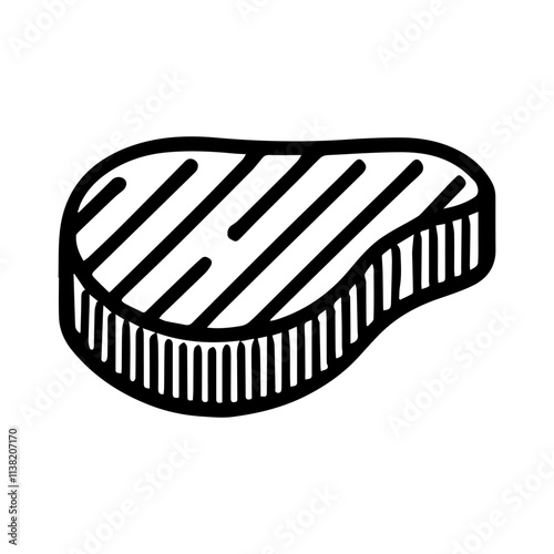 Simple Vector Icon of a grilled meat – Logo Design Illustration
