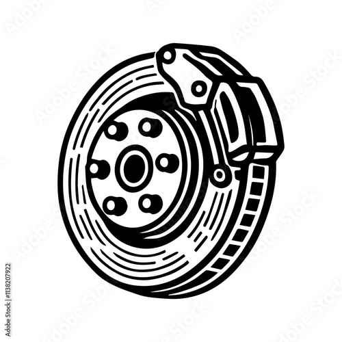 Simple Vector Icon of a Disc Brakes – Logo Design Illustration