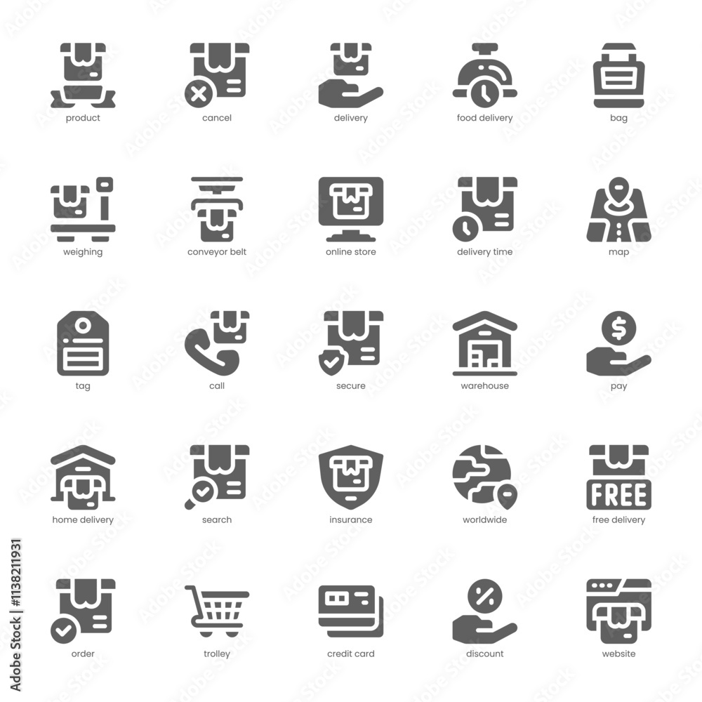Delivery Service icon pack for your website, mobile, presentation, and logo design. Delivery Service icon glyph design. Vector graphics illustration and editable stroke. Delivery Service icon pack for your website, mobile, presentation, and logo design. Delivery Service icon glyph design. Vector graphics illustration and editable stroke.