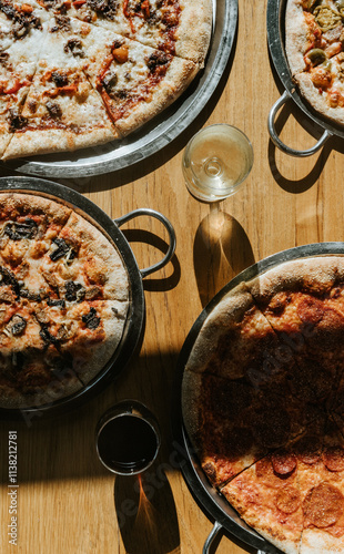 Top Down Shot of a Table at a Pizza Restaurant