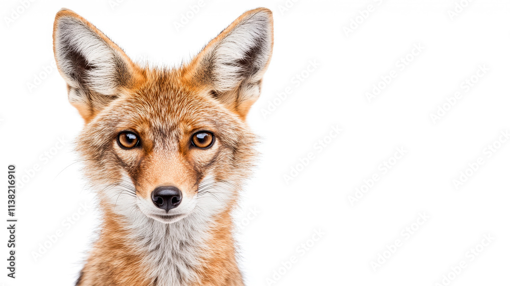 Close-up portrait of a jackal isolated on white background Close-up portrait of a jackal isolated on white background