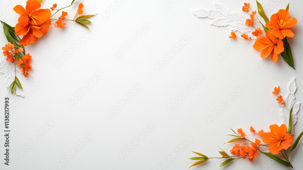 Floral arrangement with orange flowers on a white background. Floral arrangement with orange flowers on a white background.