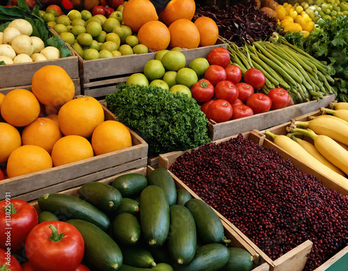Fresh fruits and vegetables displayed at a local farmers' market


















