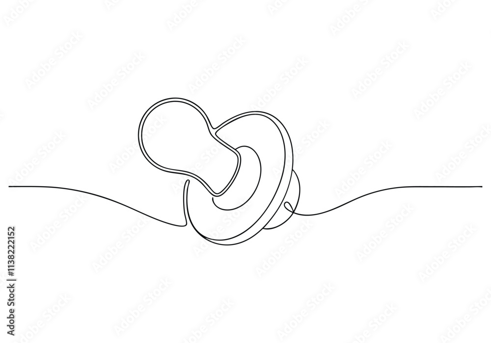 Obraz premium Continuous One-Line Drawing of a Baby Pacifier - Minimalist Infant Accessory Art