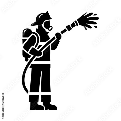 Simple Vector Icon of a fireman – Logo Design Illustration