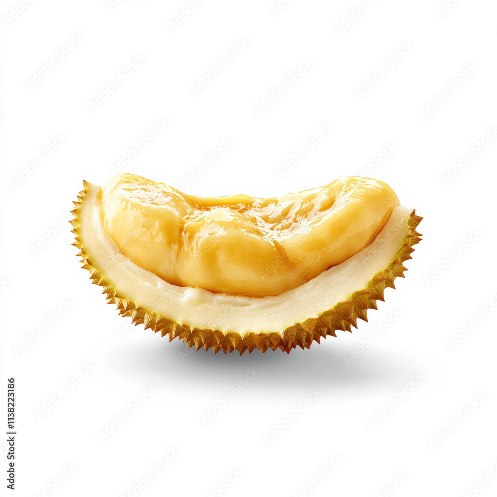 Durian fruit with cut in half isolated on white background. Durian fruit with cut in half isolated on white background.