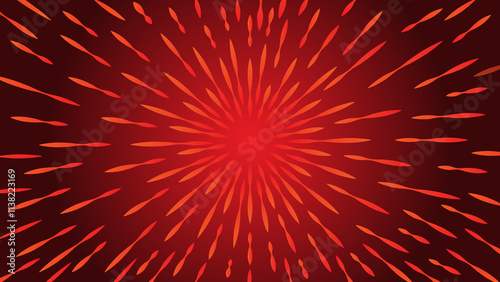 Background red and orange explosion with many lines and dots