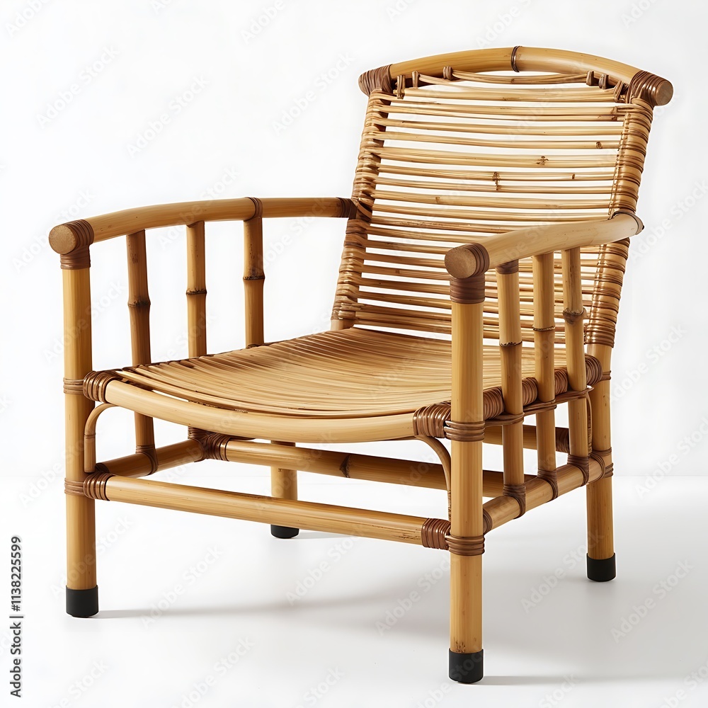 Fototapeta premium A luxury and modern bamboo chair behind a white background
