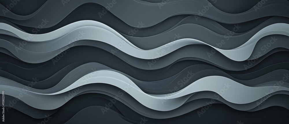 Fototapeta premium modern soft curvy waves background design with light gray, dim gray and dark gray color