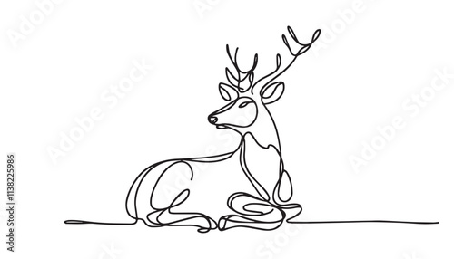 Continuous one single minimal line drawing deer