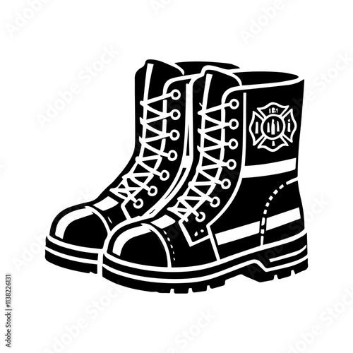 Simple Vector Icon of a  fire fighting boots – Logo Design Illustration