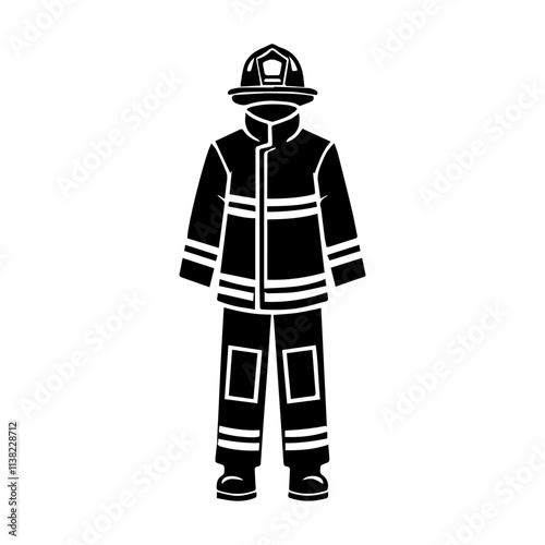 Simple Vector Icon of a fireman suite – Logo Design Illustration
