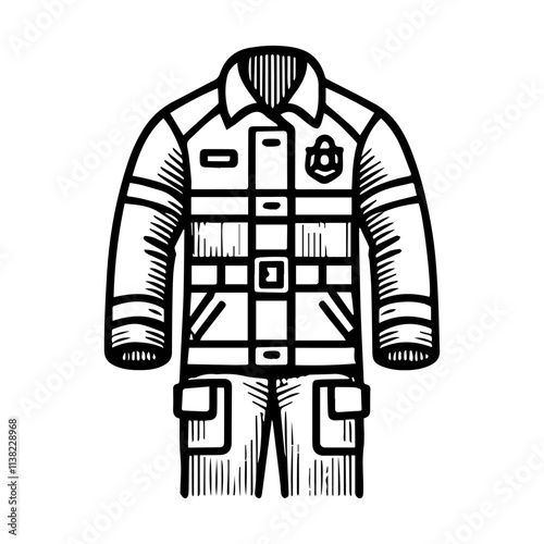 Simple Vector Icon of a fireman suite – Logo Design Illustration