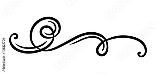 Vignette curl element. Decorative calligraphic divider or frame.