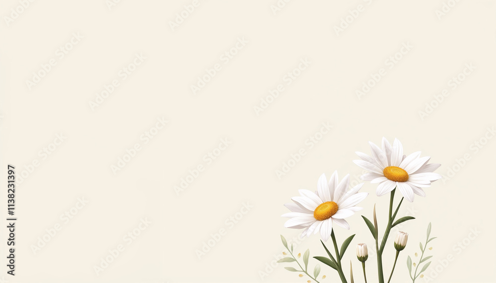Daisies with copy space on a light background Daisies with copy space on a light background