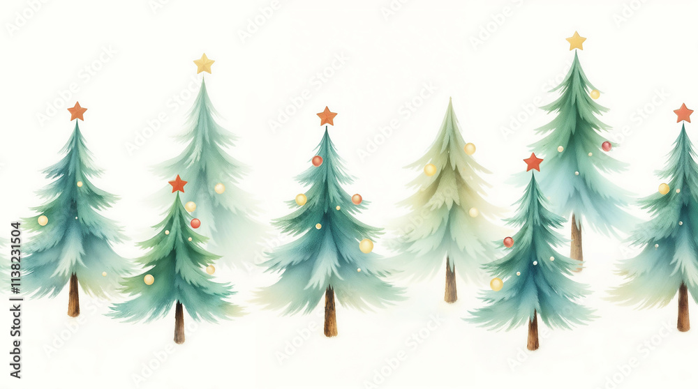 Festive background with decorated Christmas trees Festive background with decorated Christmas trees