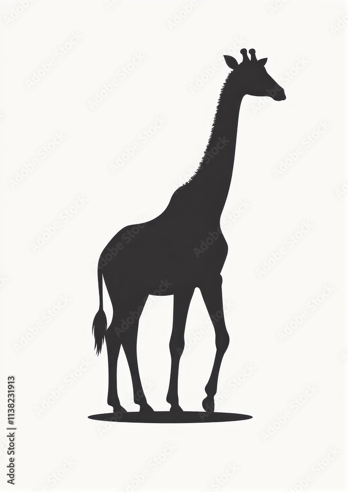 Simple giraf outline in silhouette style, set on a crisp, plain background Simple giraf outline in silhouette style, set on a crisp, plain background