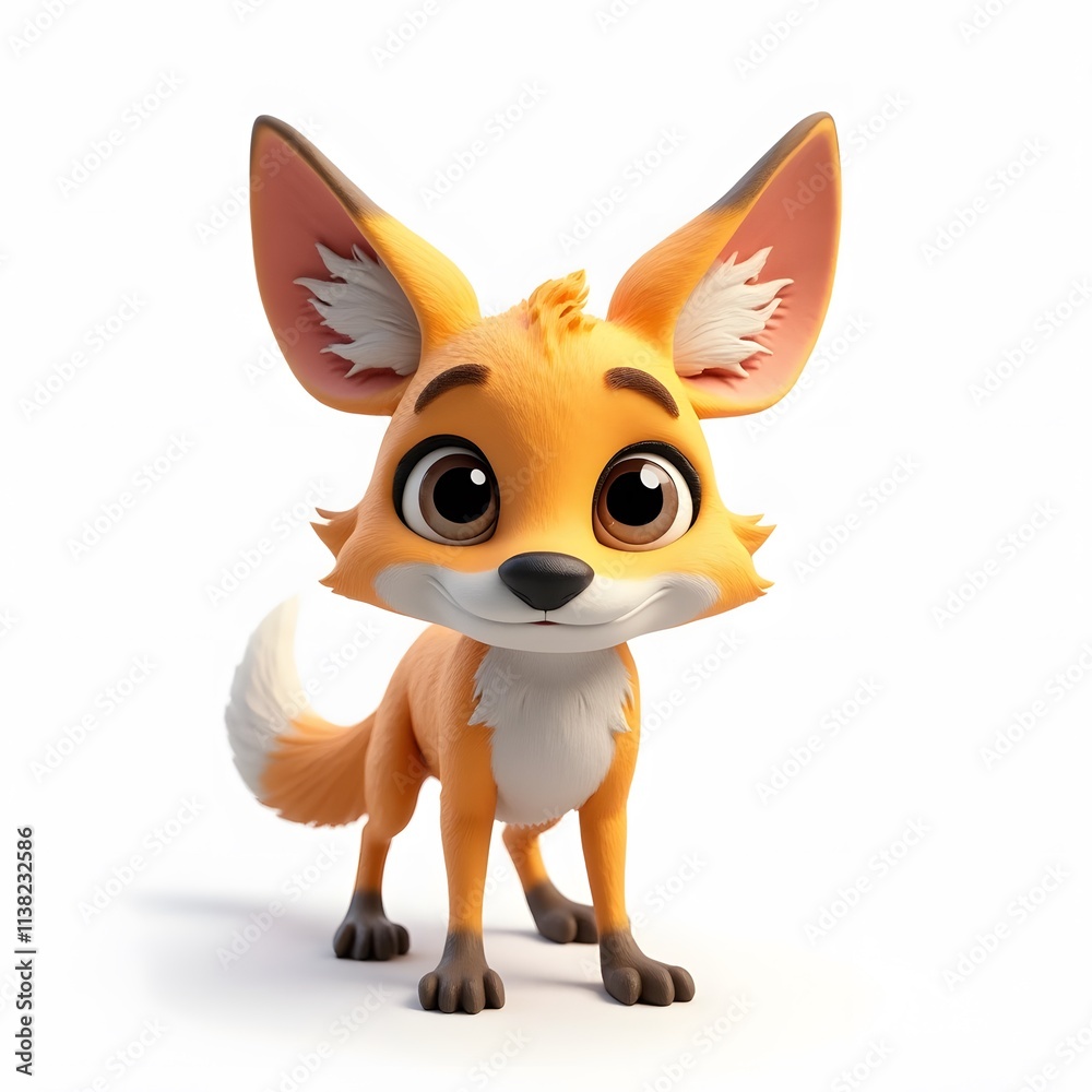 Fototapeta premium Cute Cartoon Fox Clipart Adorable 2D Animal Illustration for Kids