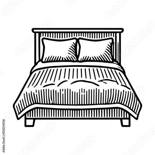 Simple Vector Icon of a bed – Logo Design Illustration