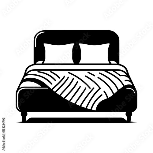 Simple Vector Icon of a bed – Logo Design Illustration