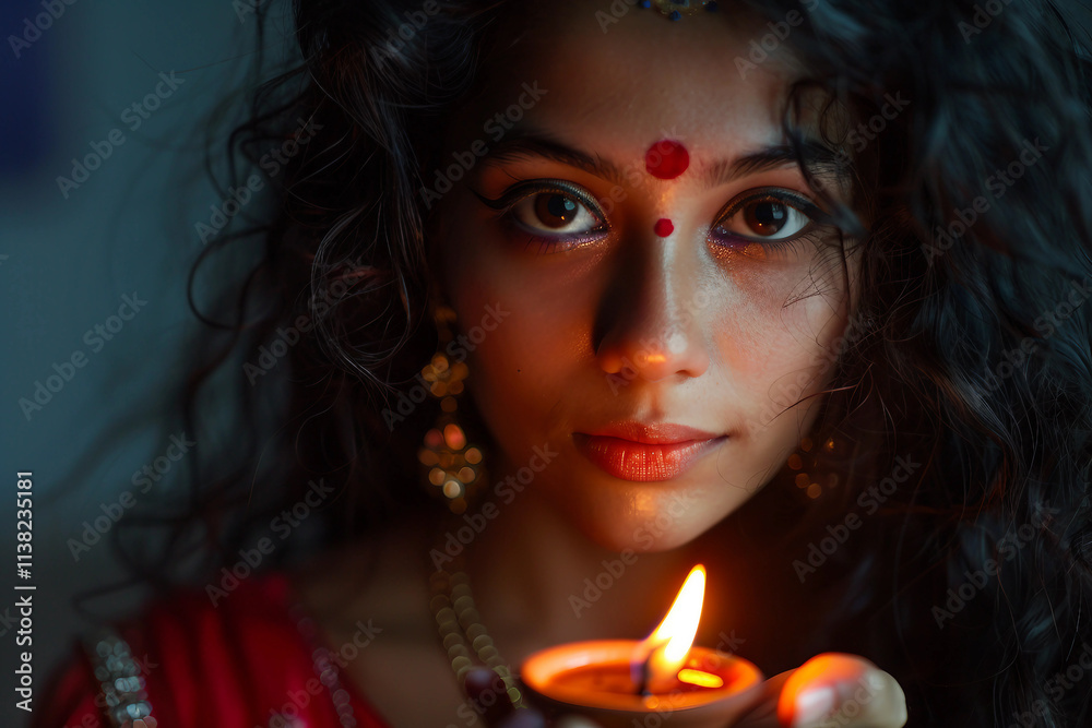 Fototapeta premium Generative AI Image of Traditional Diwali Festival of Lights with Oil Lamps and Festive Atmosphere