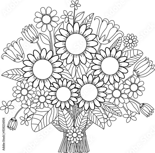 Coloring Page Flower Bouquet