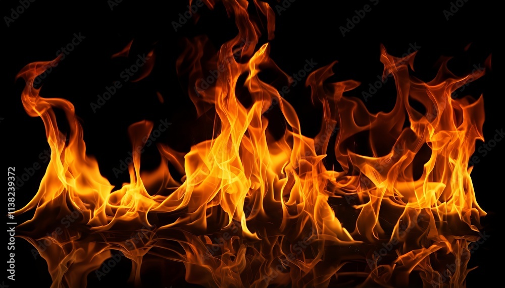 Fire Flames on Black Background with Copy Space Fire Flames on Black Background with Copy Space