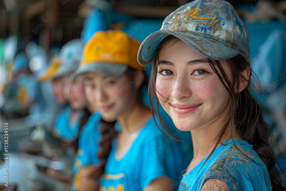 Generative AI Image of Young Asian Girls Participating in Environmental Cleanup Generative AI Image of Young Asian Girls Participating in Environmental Cleanup