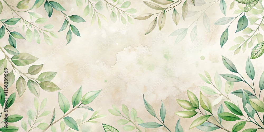 Elegant Watercolor Greenery Frame on Textured Background Ideal for Invitations, Cards, and Decor Elegant Watercolor Greenery Frame on Textured Background Ideal for Invitations, Cards, and Decor