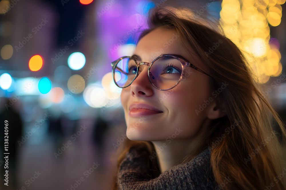 Generative AI Image of Trendy Fashionable People in Vibrant Nighttime Urban Streets with Stylish Outfit Bokeh Lights