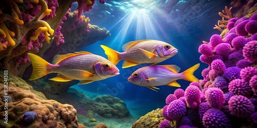 Colorful Fish Swimming Among Coral Reef