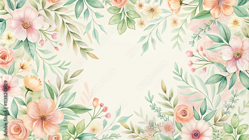 custom made wallpaper toronto digitalDelicate Watercolor Floral Border Design for Invitations or Announcements