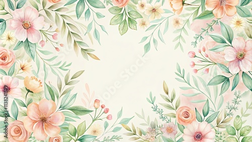 Wallpaper Mural Delicate Watercolor Floral Border Design for Invitations or Announcements Torontodigital.ca