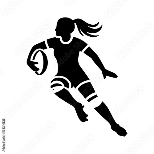 Simple Vector Icon of a woman rugby – Logo Design Illustration