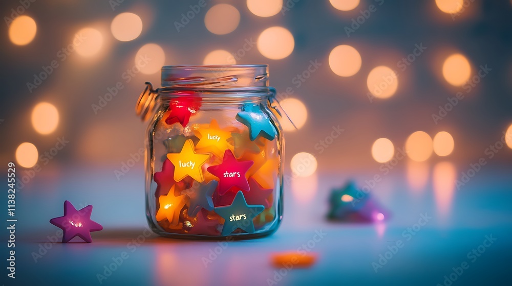 A cute jar filled with brightly colored A cute jar filled with brightly colored