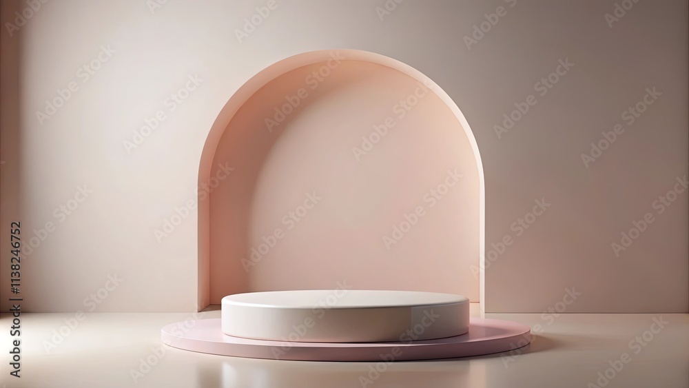 Elegant Minimalist Product Display with Archway and Platform Elegant Minimalist Product Display with Archway and Platform
