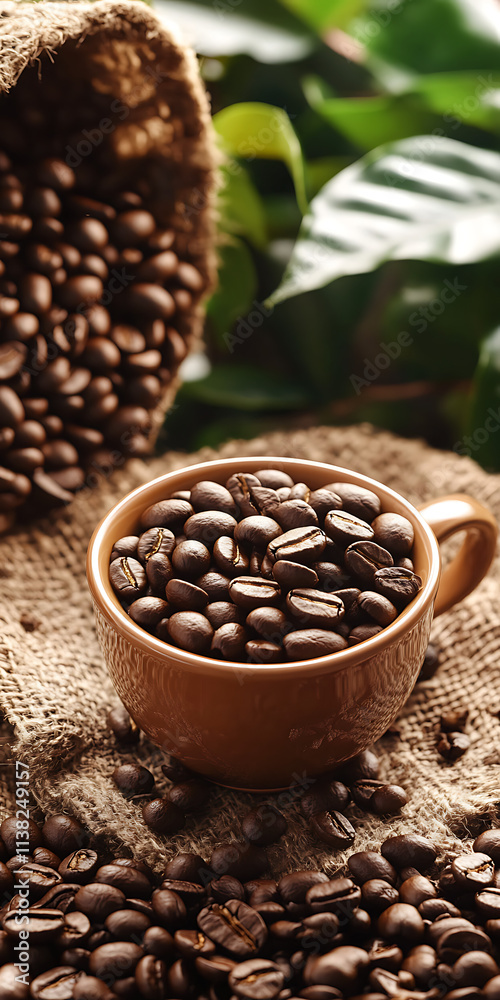 Delicious Coffee Beans and Cup for Coffee and Beverage Photography. Delicious Coffee Beans and Cup for Coffee and Beverage Photography.