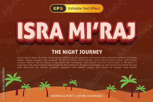 a poster for Isra Mi'raj with editable text effect