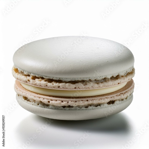 Delicious isolated grey macaron on a white background, square food photography