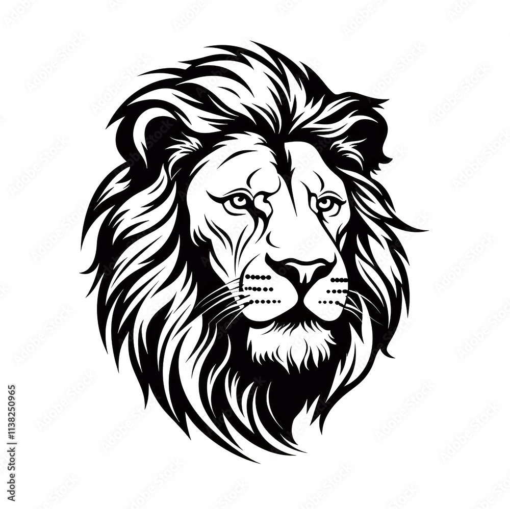 Black and white lion face logo Black and white lion face logo