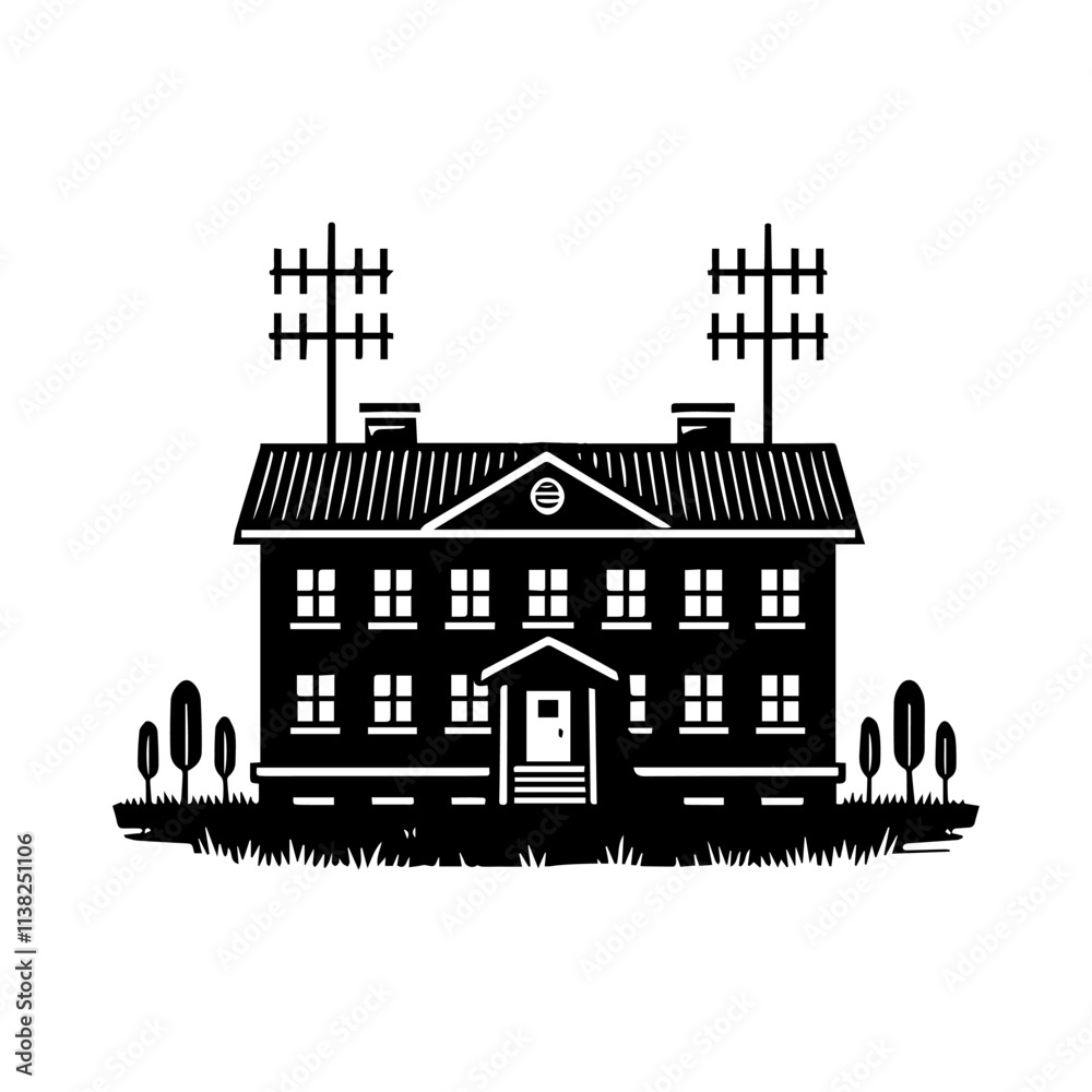 Obraz premium Simple Vector Icon of a barracks – Logo Design Illustration