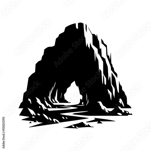 Simple Vector Icon of a cave – Logo Design Illustration