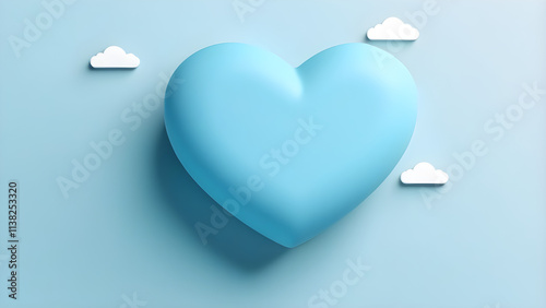 white heart on blue background