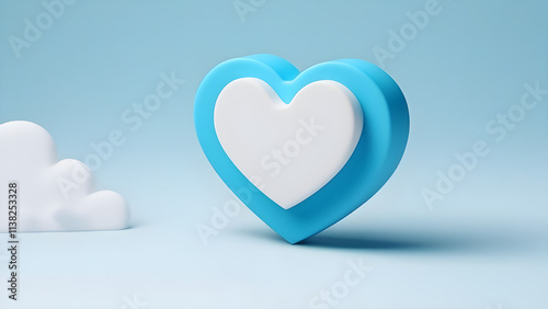 white heart on blue background