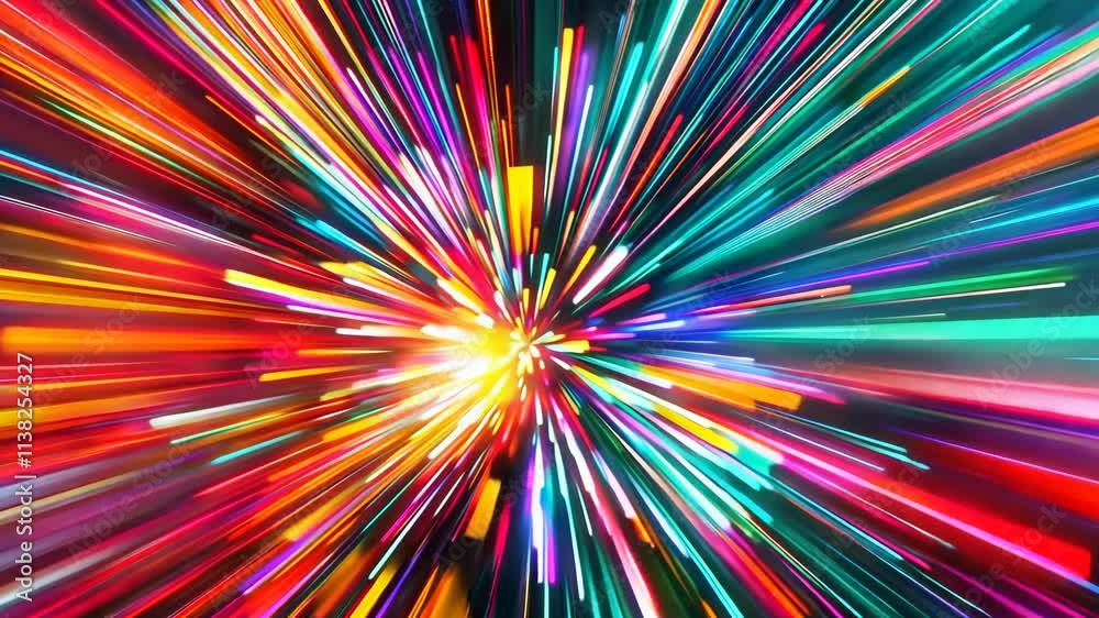 Colorful Rays of Light Burst in Dynamic Motion and Vibrant Streaks Colorful Rays of Light Burst in Dynamic Motion and Vibrant Streaks