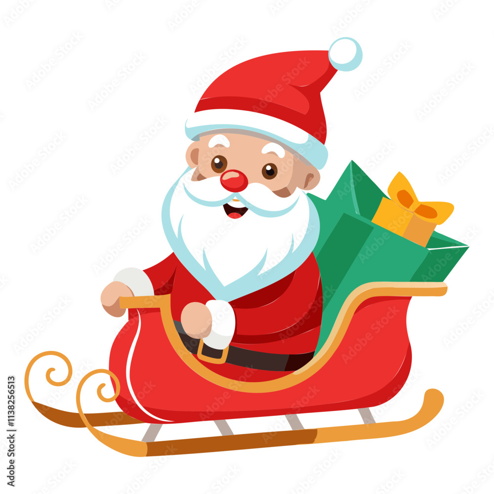 Christmas Santa Sleigh Vector: Isolated transparent background for Holiday Projects Christmas Santa Sleigh Vector: Isolated transparent background for Holiday Projects