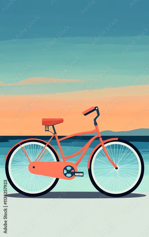 Beach cruiser sunset illustration Beach cruiser sunset illustration